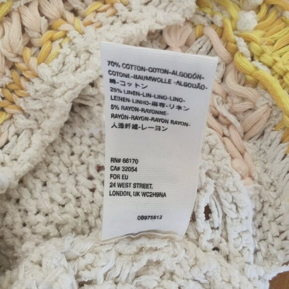 FREE PEOPLE Distressed Drive Through Crema Bell Sleeve Sweater M/L Crop Boho - Picture 10 of 10